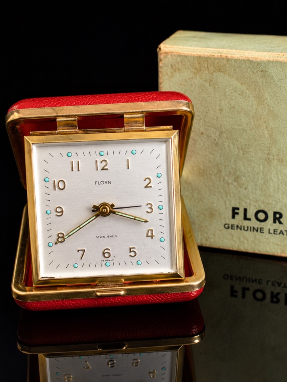 Vintage FLORN No. 71B Seven Jewel German Travel Alarm Clock